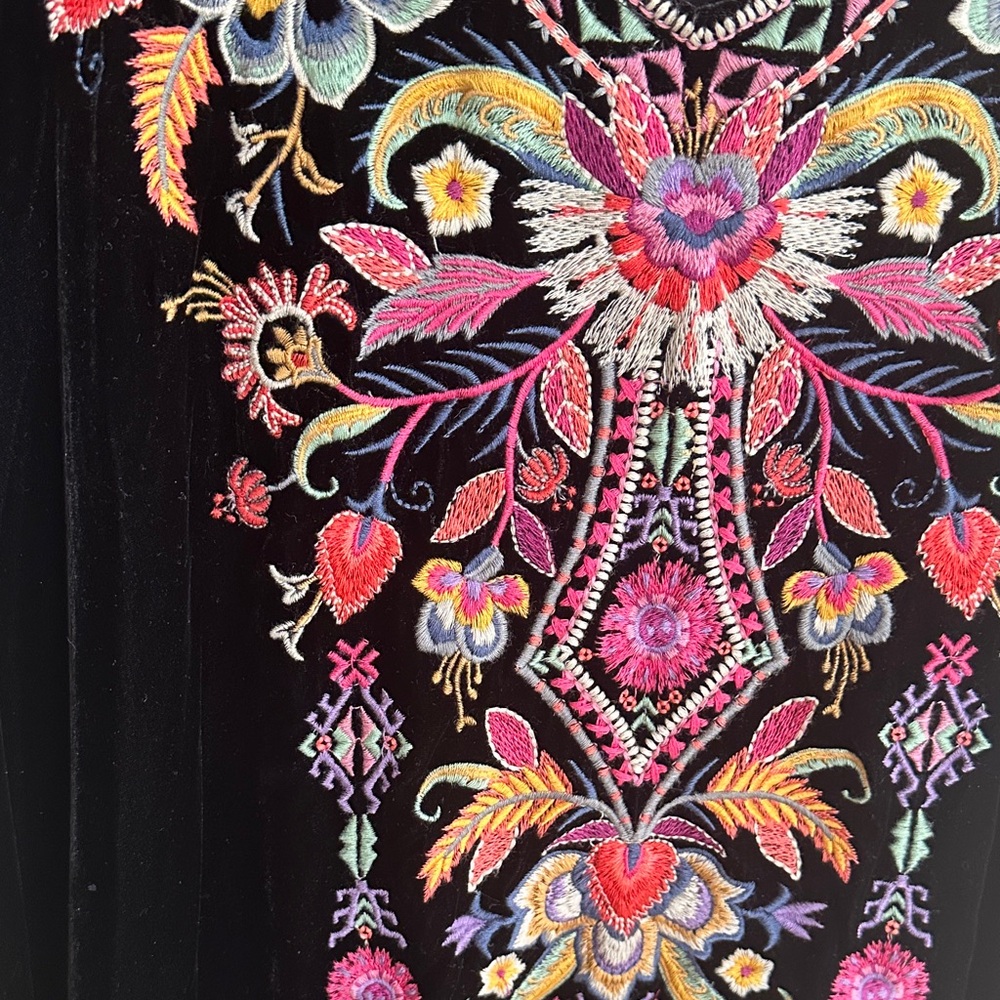 Johnny Was Black Top with Colorful Embroidery - Picture 5 of 17